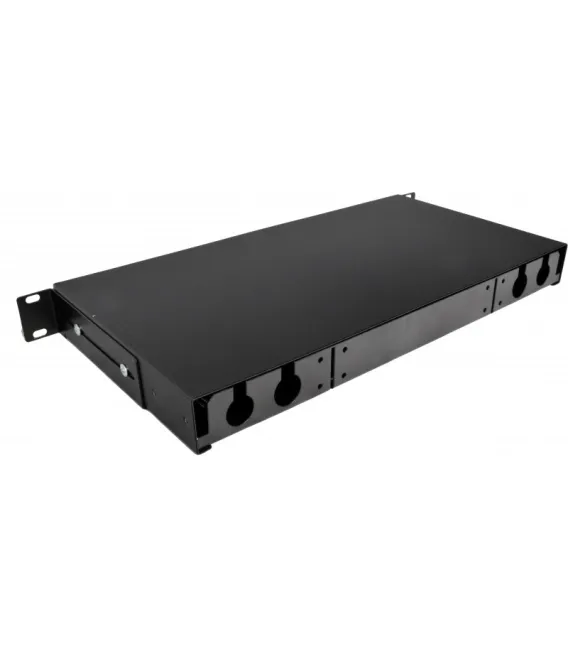 Патч-панель 48 портов 24 SCDuplex, пустая, кабельные вводы для 2xPG13.5 и 2xPG11, 1U, черная, Украина